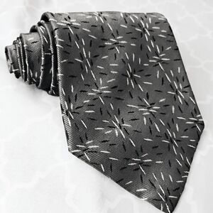 Kenneth Cole Textured Silk Tie Gray Abstract Atomic Starburst Pattern 3.5"x56"